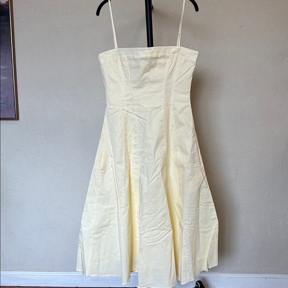 House of CB‎ DOLLY Lemon Stretch Cotton A-Line Midi Sundress light yellow NWOT M - Picture 2 of 10
